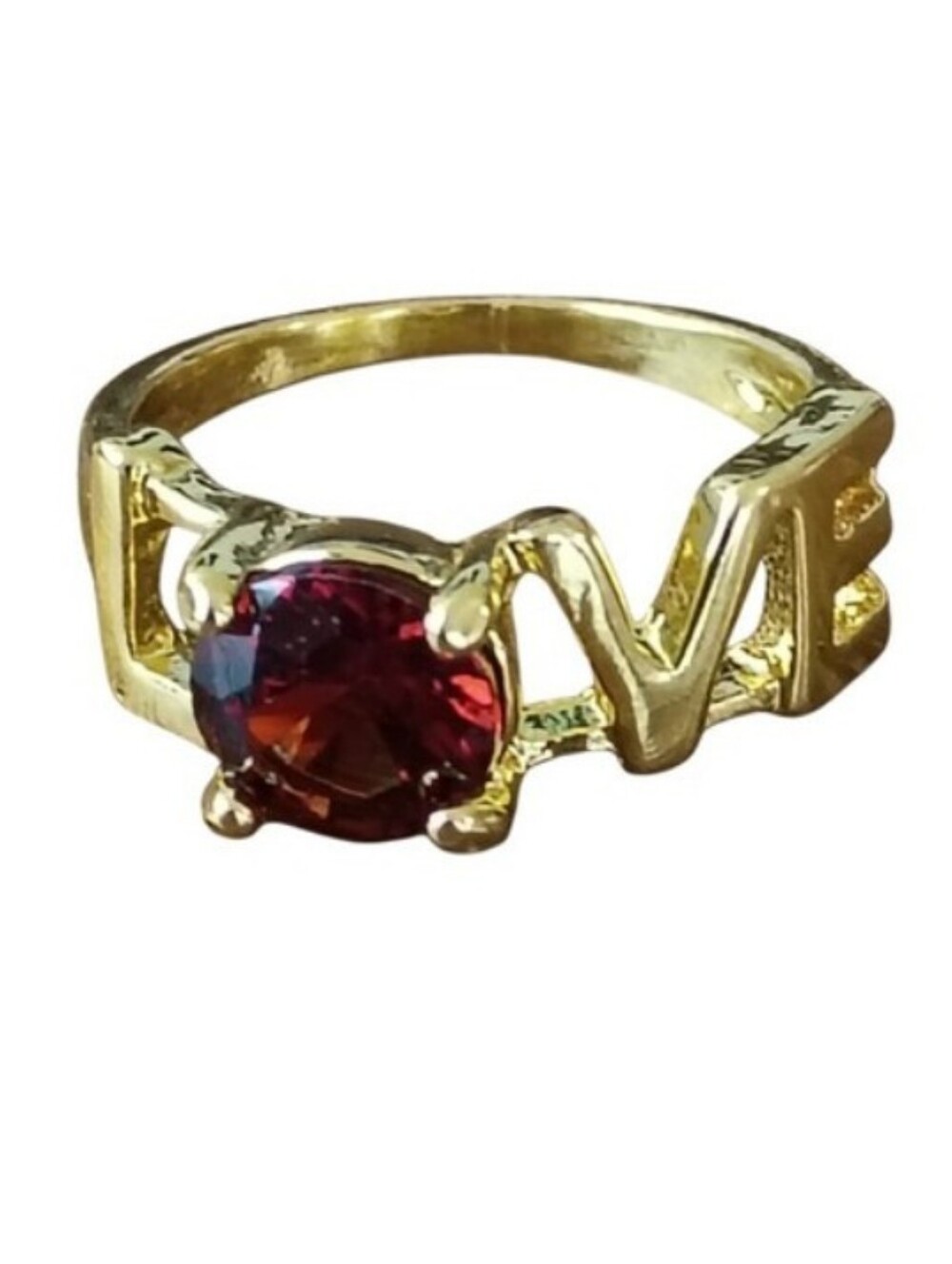 Gold Ring Size 7 Alloy Red Gemstone Love Fashion Statement Jewelry Y2K Style